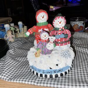 San Francisco Music Box Company “Let It Snow” Tune Snowman Family Figure TESTEDK